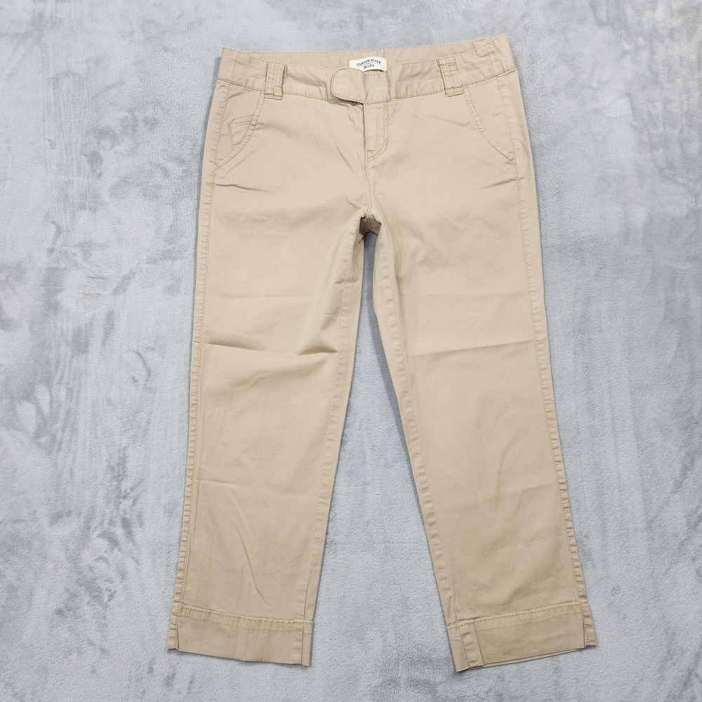 Canyon River Blues Pants Womens 10 Beige Twill Capri Crop Straight Stretch Chino